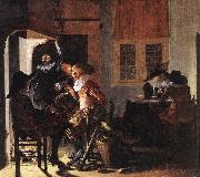 DUYSTER, Willem Cornelisz. Soldiers beside a Fireplace sg oil painting on canvas